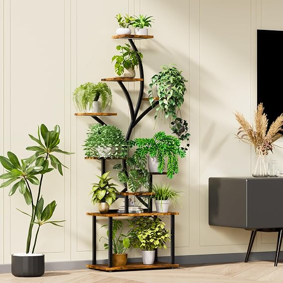 9-Tier S-Shaped Plant Stand with Grow Lights – 161 cm