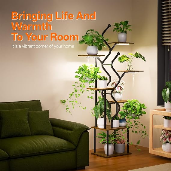 Bstrip 7-Tier Plant Stand with Grow Lights – 158 cm