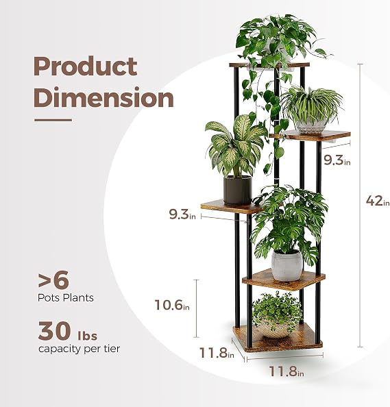 5-Tier Corner Plant Stand with Grow Lights