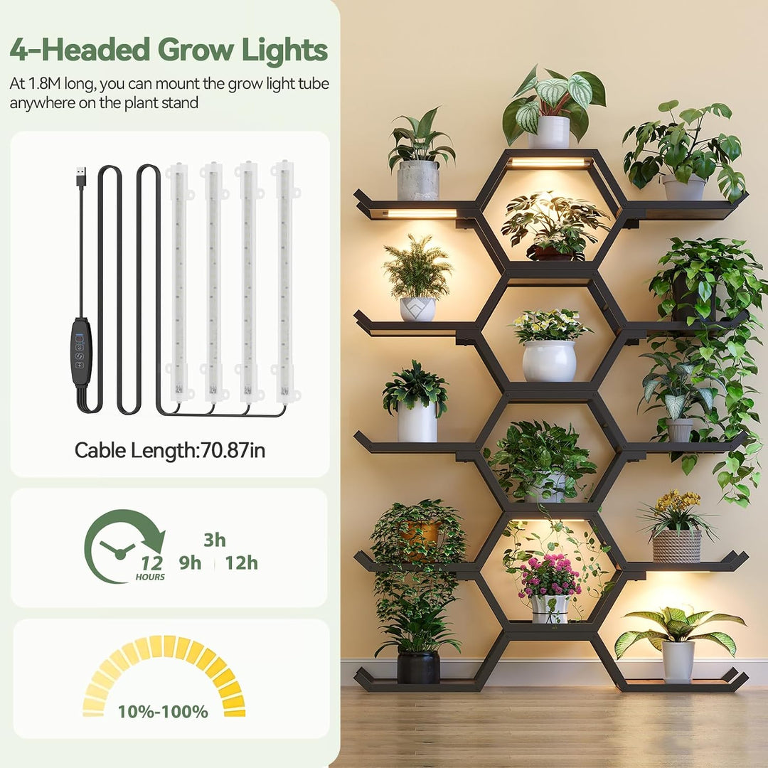 5-Tier Plant Stand with Grow Lights – 15 Pots