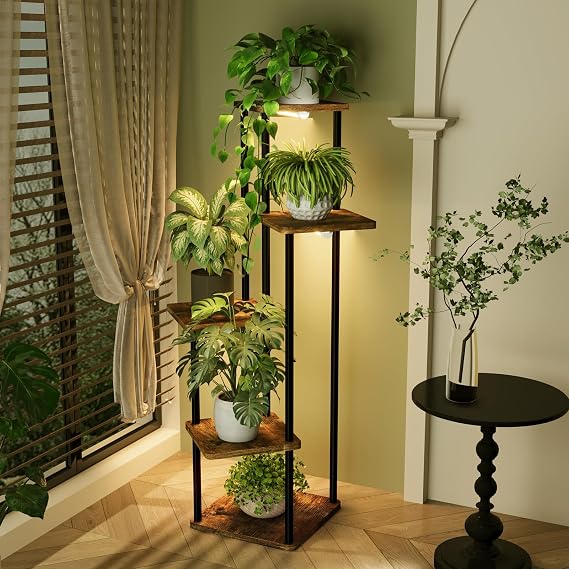 5-Tier Corner Plant Stand with Grow Lights