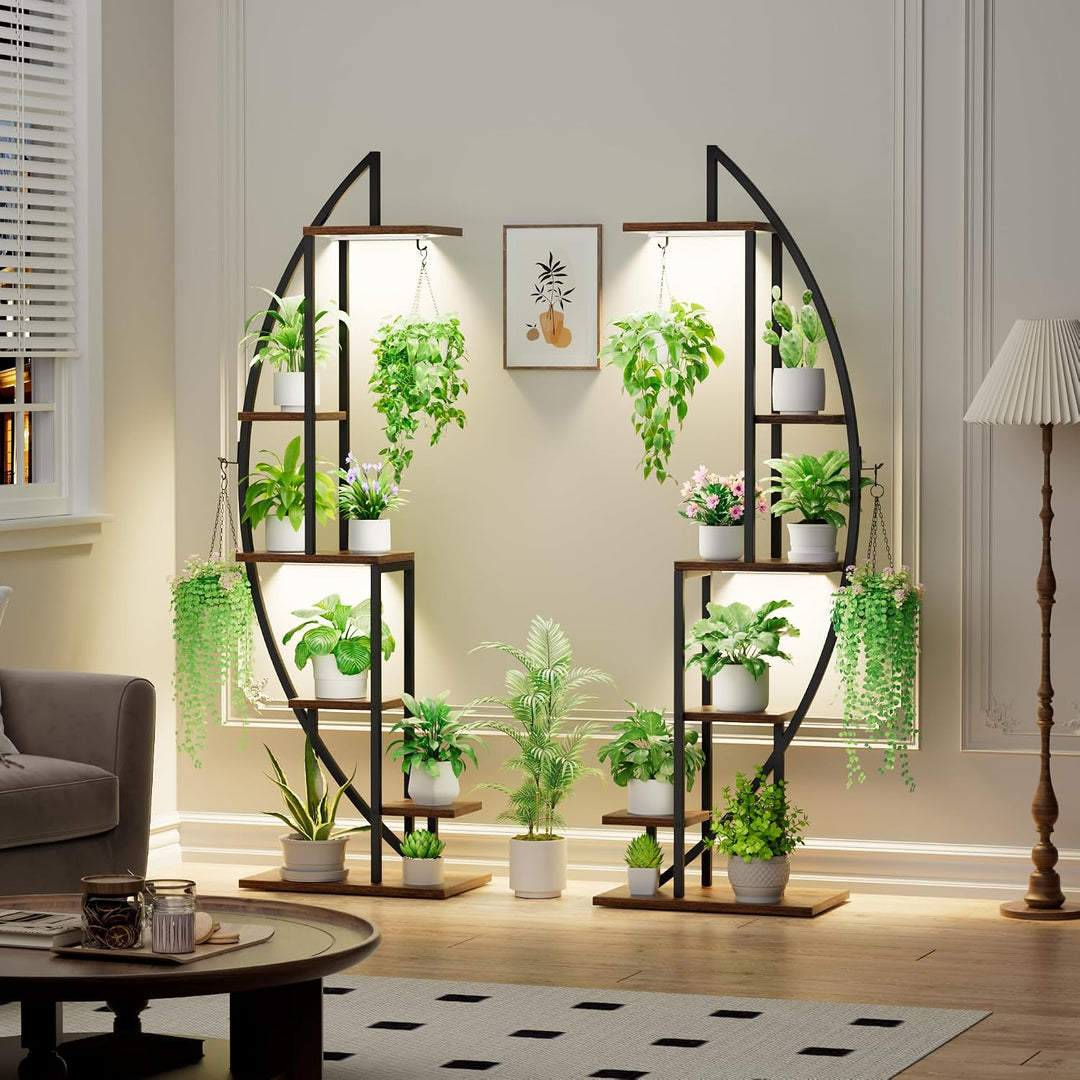 6-Tier Plant Stand with Grow Lights – 2-Piece Set