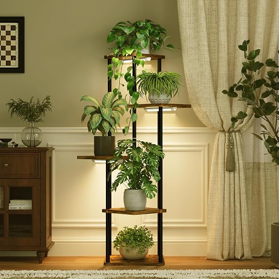 5-Tier Corner Plant Stand with Grow Lights