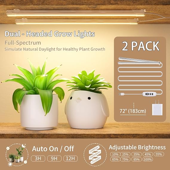 63-Inch White Plant Stand with Grow Lights – 6-Tier