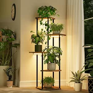 5-Tier Corner Plant Stand with Grow Lights