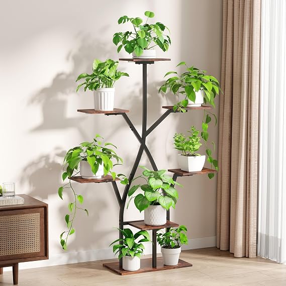 7-Tier S-Shaped Plant Stand with Grow Lights – 50 Inch