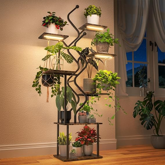 Bstrip 7-Tier Plant Stand with Grow Lights – 158 cm