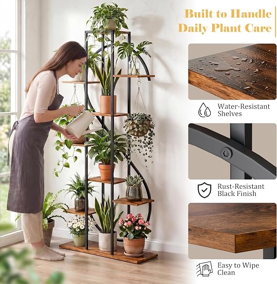8-Tier Plant Stand with Grow Lights – Dollar-Shaped Shelf